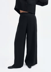 Wide Leg Pant in Crepe - Black - CO Collections